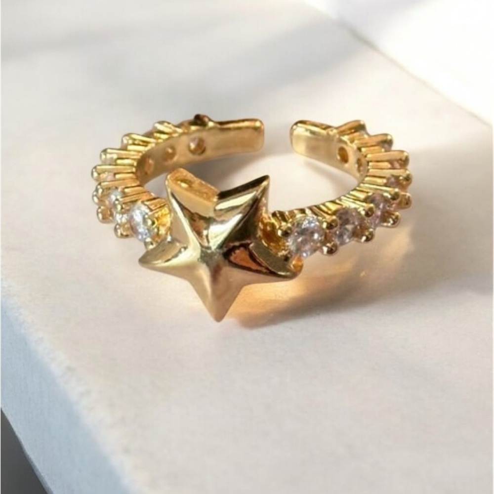 Gold Star Adjustable Ring | 14k Gold Tone | Modern Design